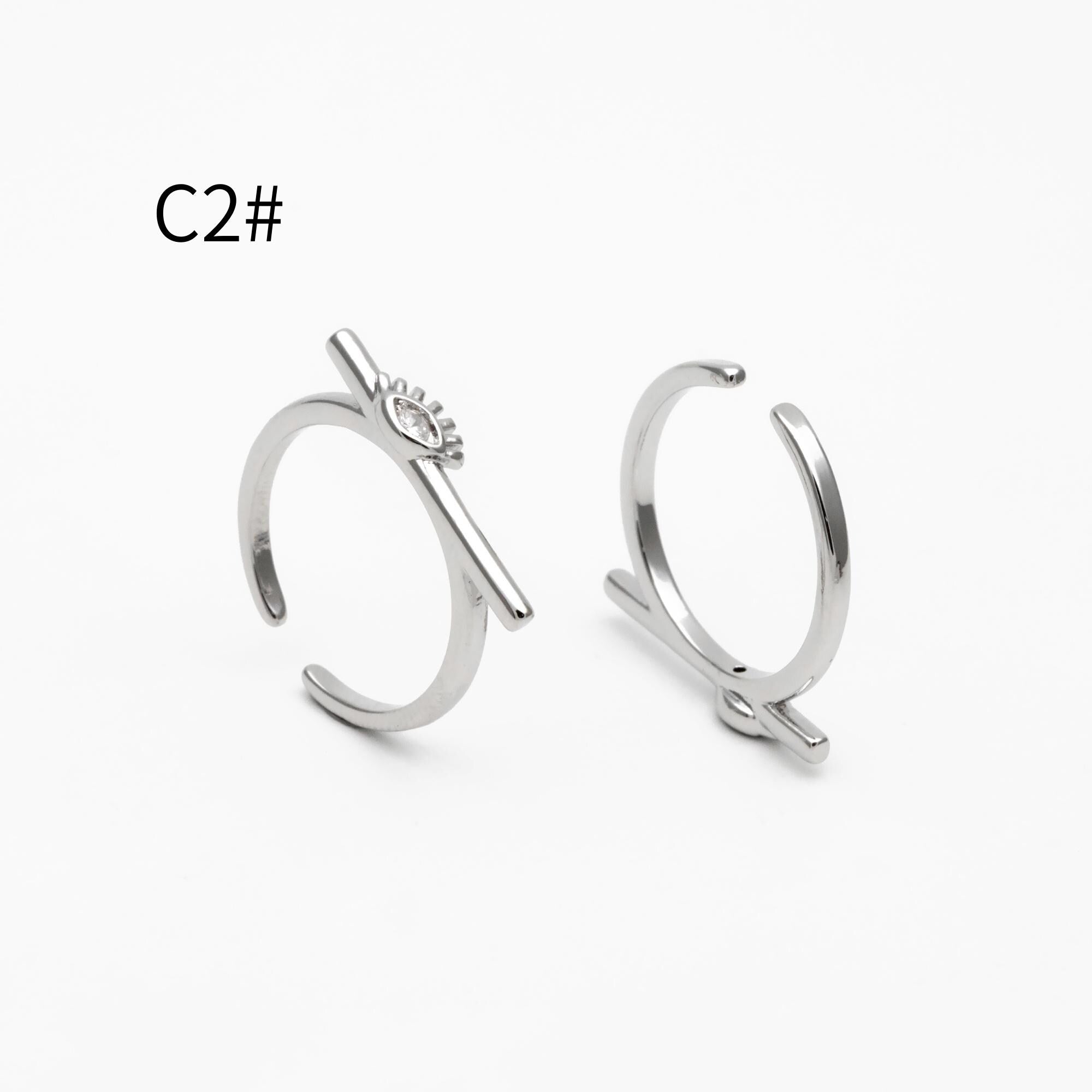 4pcs CZ Pave Gold/ Silver Tone Eye Ring, Hamsa Ring, Thin Ring, Everyday Ring, Fashion Rings, Dainty Rings, Adjustable Ring (#JZ-026)